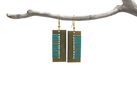 Threaded Brass Earrings & Ring Set