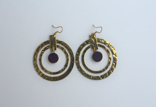 Hammered Brass Hoop Earrings