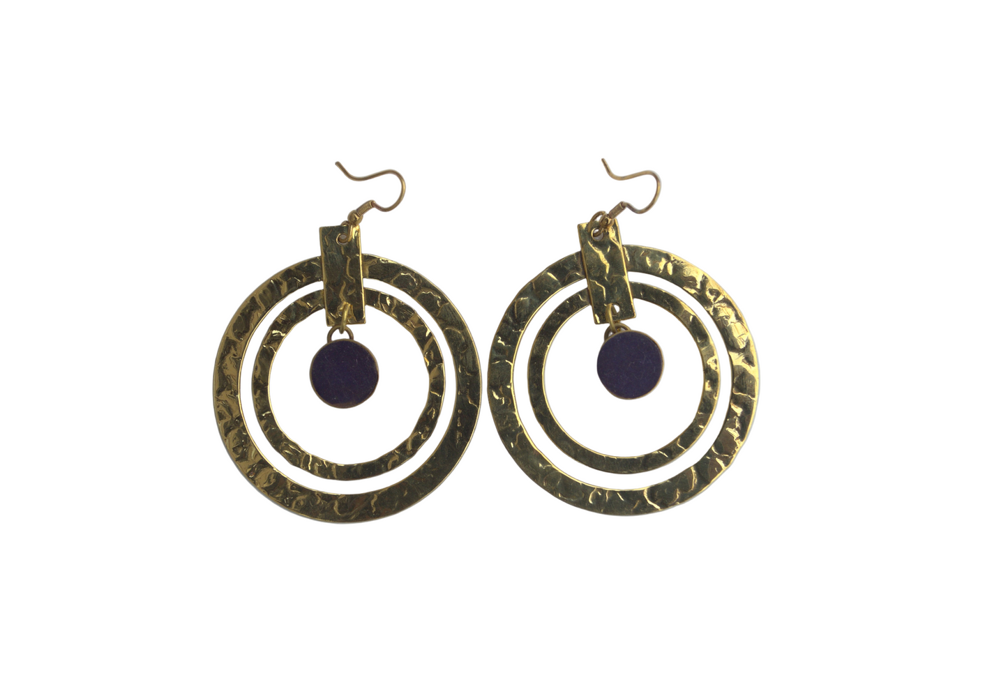 Hammered Brass Hoop Earrings